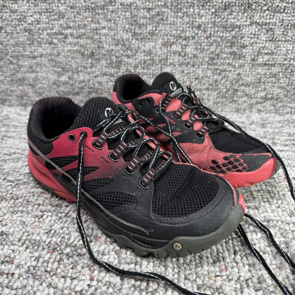Merrell Shoes Womens 8 All Out Charge Trail Running Hiking Black Red J03962